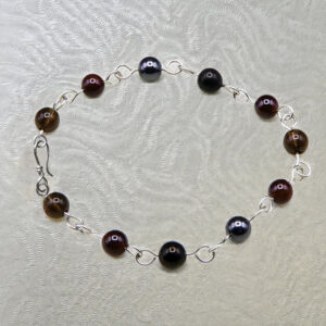 Hematite, Jet, Smoky Quartz and Garnet Sterling Silver Bracelet