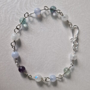 Moonstone Blue Lace Agate and Fluorite Crystal Bracelet