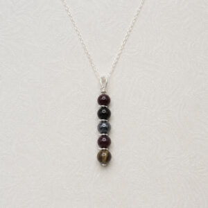 Garnet, Smoky Quartz, Hematite, and Jet Crystal Beaded Pendant for Root Chakra