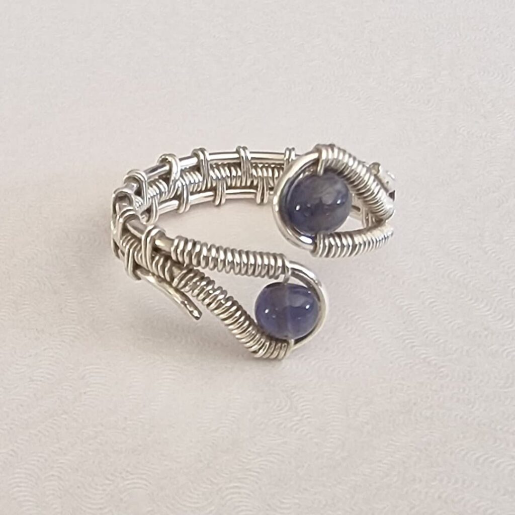 Crystal Bead Guide Iolite Sterling Silver Ring