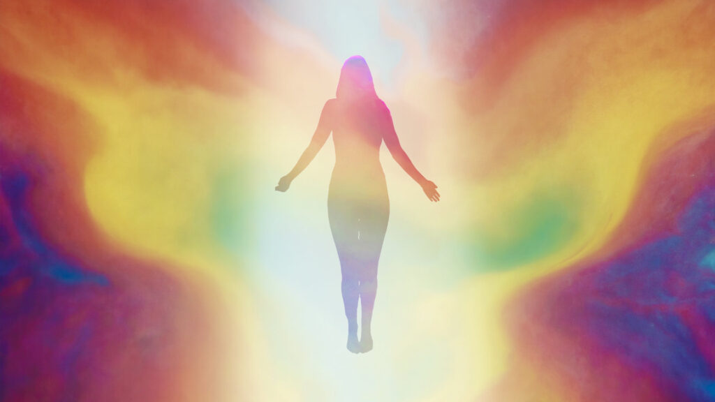 Reiki energy surrounding woman